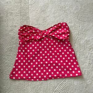 Hollister bright pink polka dot tankini top